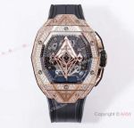 Swiss Grade Replica Hublot Spirit of Big Bang Sang Bleu Rose Gold Pave 7750 Watch